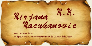 Mirjana Mačukanović vizit kartica